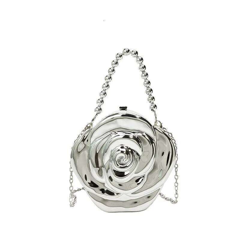 Designer Bags Acrylic Evening Case Bag For Women Fashionable Flower Shaped Elegant Handbags Beads Chain Shoulder Cross Body Party 2025 Luxury Bag