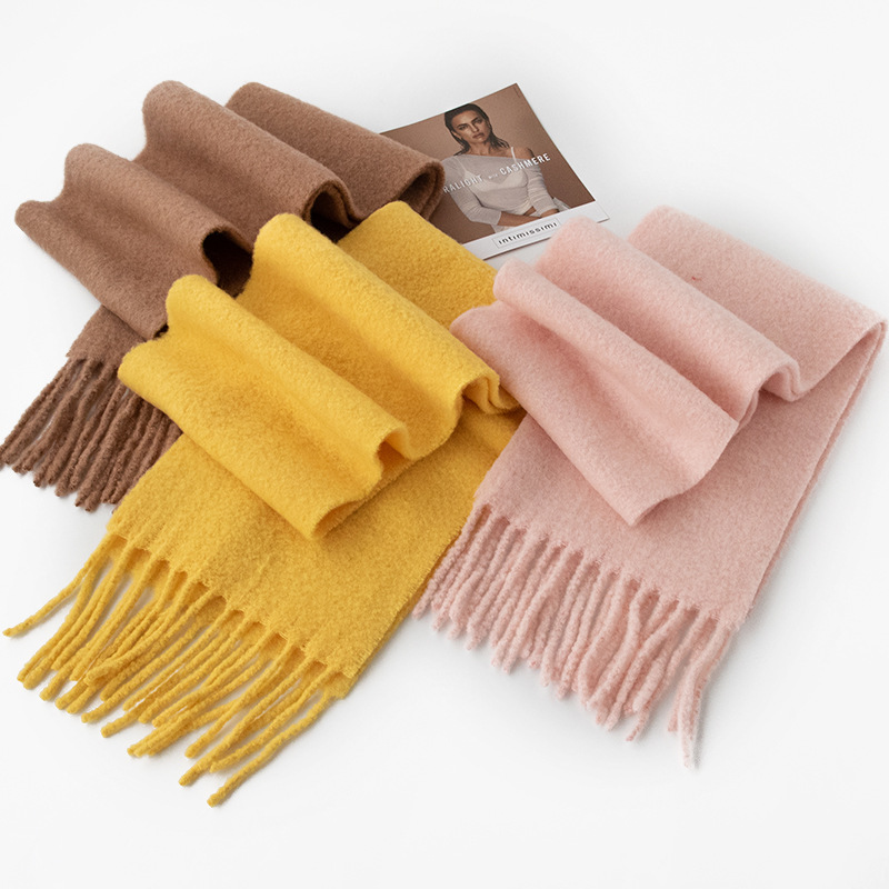 K1335 Wool scarf 2025 autumn and winter solid color versatile men and women cashmere scarf thick warm neck scarf