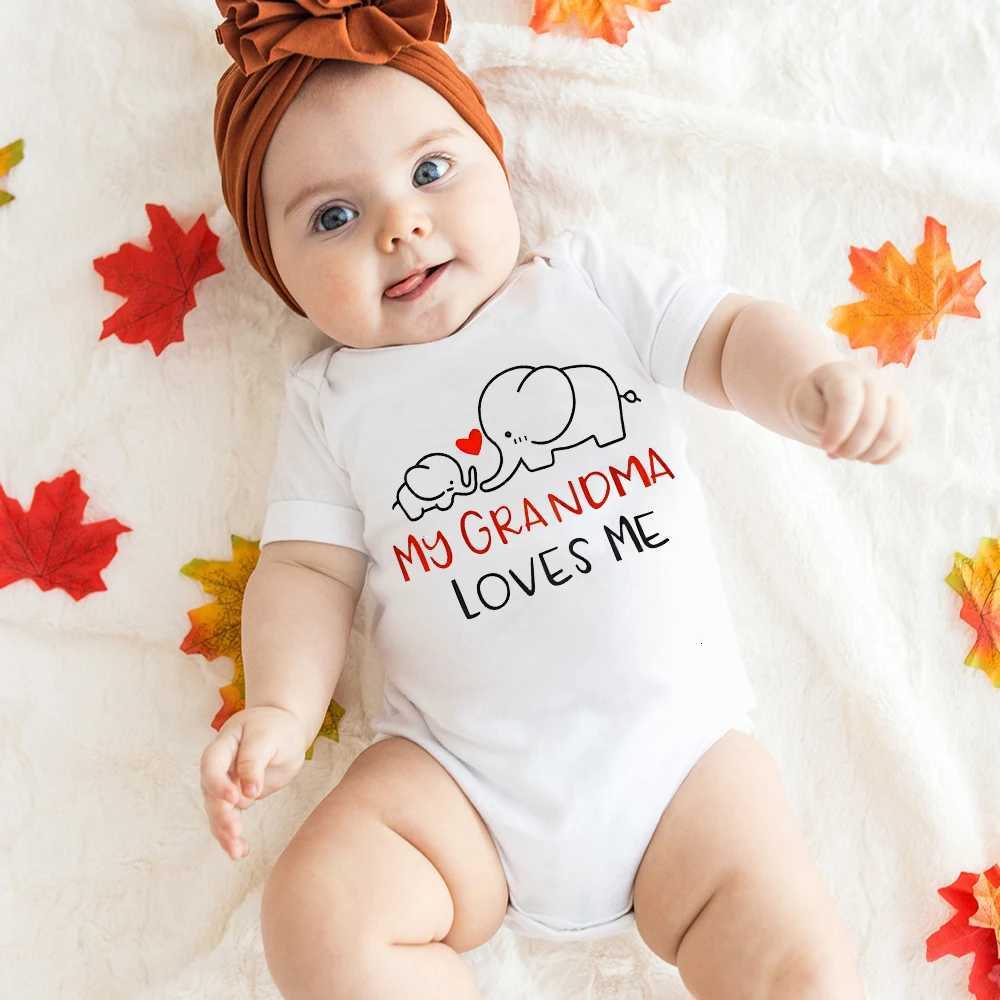 Funny Casual Baby Romper MY GRANDMA LOVES ME elephant Print Infant Bodysuit Boy Girl Newborn Jumpsuit Short Sleeve Clothes Z250712
