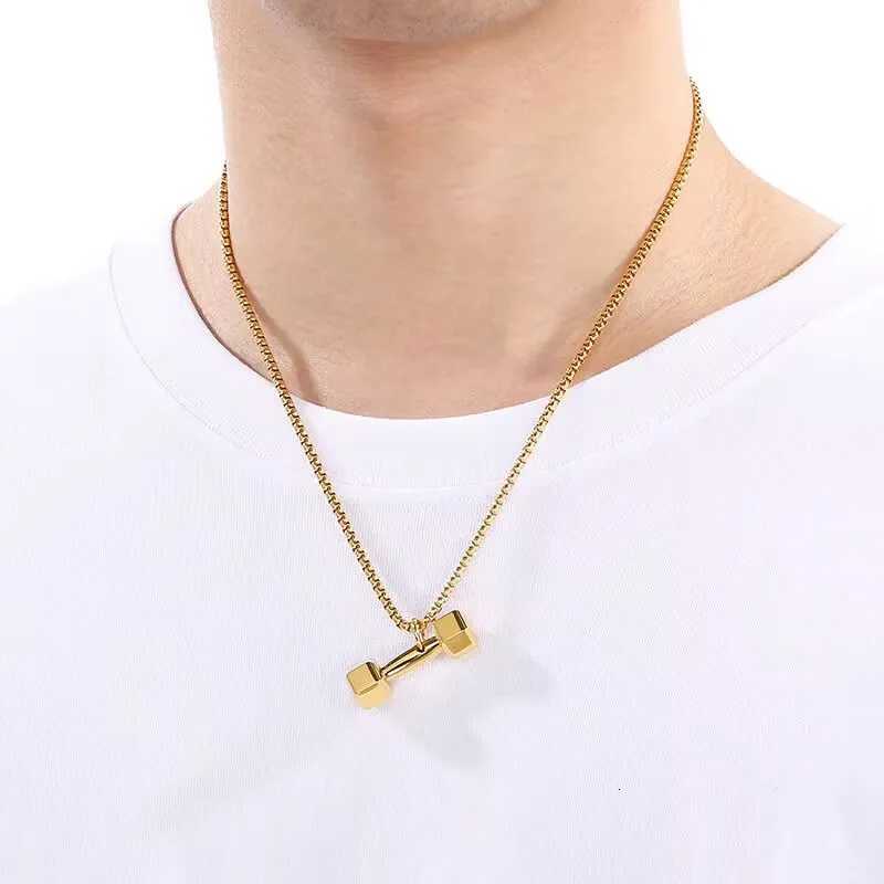 igh Quality Stainss Steel Men Necklace With Dumbbell Pendant Personality Men Fashion Jewelry W250712