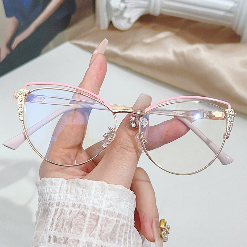 Designer Luxury Women's Glasses, Fashionable And Trendy Glasses Frame, Retro Metal Spring Men's Glasses, Optical Glasses, Personalized Cat-e