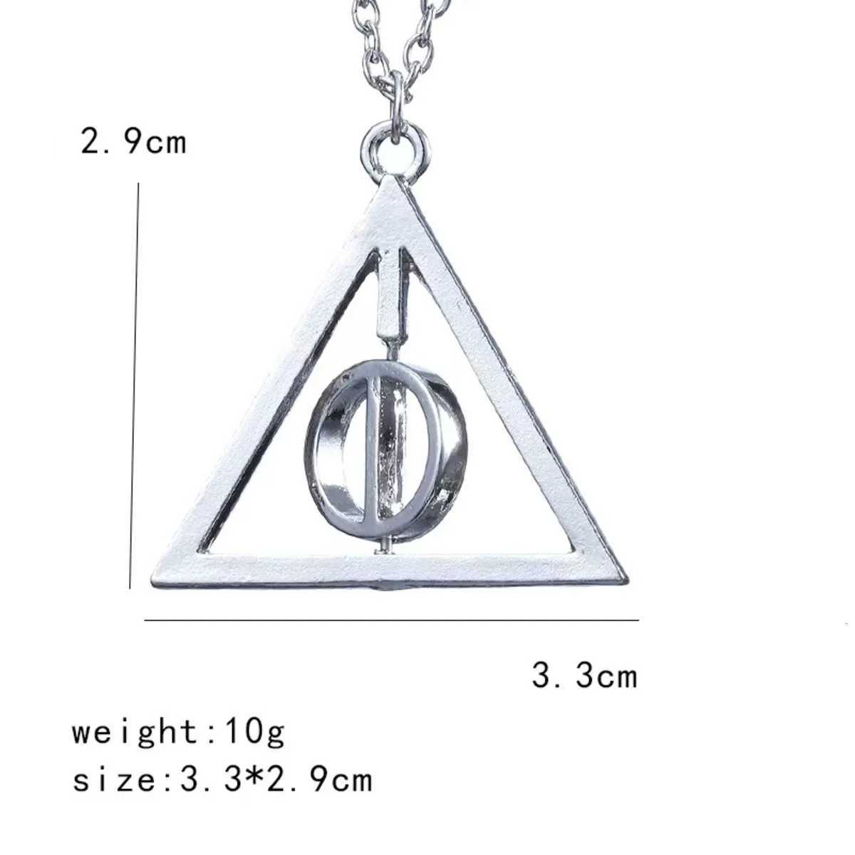 Fashion New Deathly Hallows Magic Triangle Rotatable Necklace Golden Swivel Necklace Pendant Movie Necklace Jewelry W250712