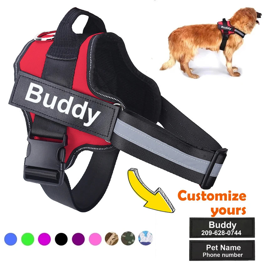 Personalized Dog Harness NO PULL Reflective Breathable Pet Harness Vest For Small Large Dog outdoor Walk Training Accessories 250709