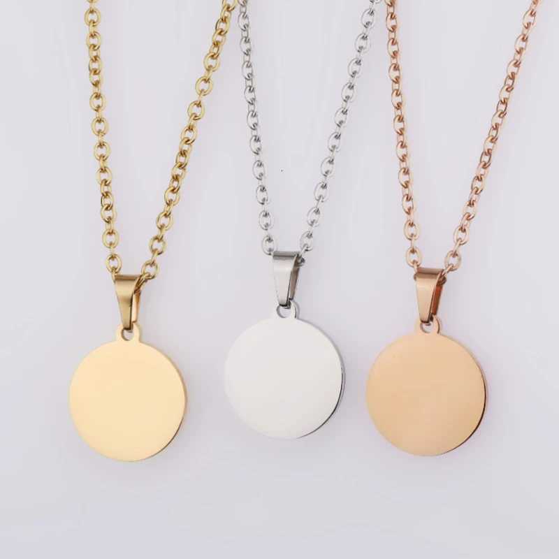 10Pcs 45cm 50cm 60cm Custom Name Round Disc Pendant Necklace Mirror Polish Stainless Steel Chain Necklace For Women W250712