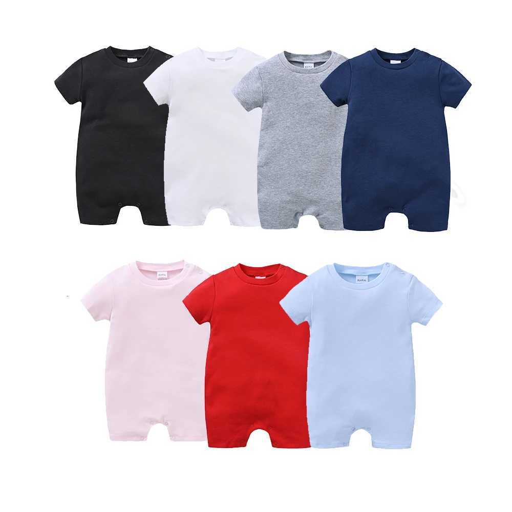 Newborn Baby Romper Solid Cotton Unisex Infant Boys Jumpsuit White Black Toddler Girls Overalls Baby Clothes Blank Muslin Z250712