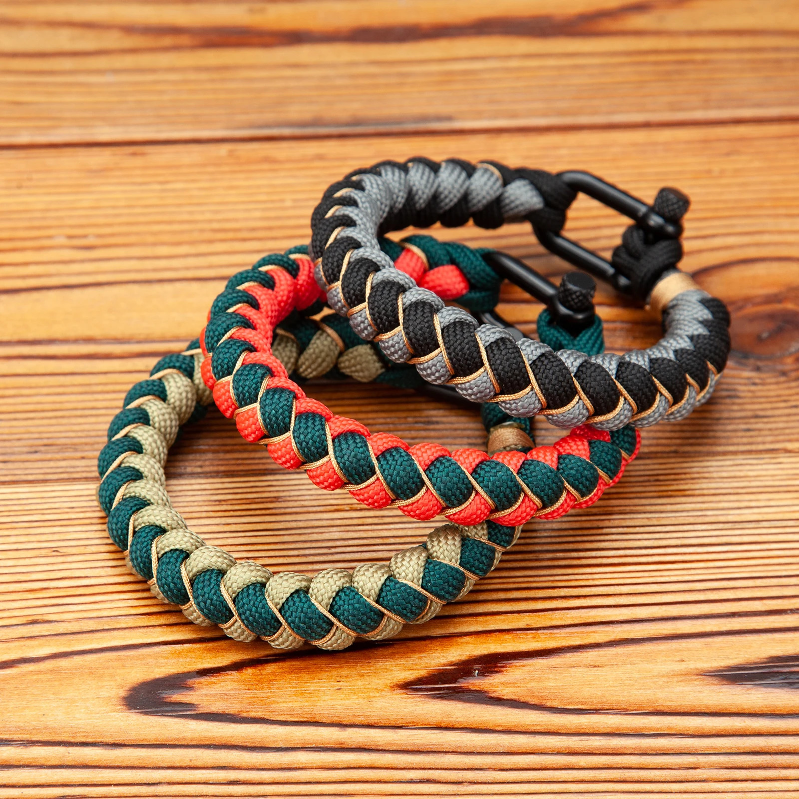 MKENDN Men U shape Survival Bracelet Outdoor Handwoven Reverse Scale Rope Bracelet For Women Black Stainless Steel Sport Buckle 250712