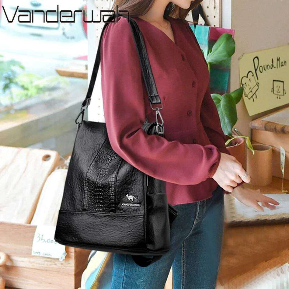 Women's Soft Leather Backpack School Bookbags for Girls Bagpack Large Capacity Designer Travel Rucksack High Quality Mochilas