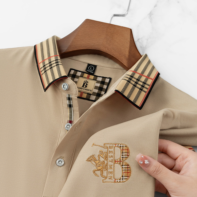 Men's fashion casual short sleeved polo shirt high-end design exquisite ice silk embroidery T-shirt Luxury casual men's clothing