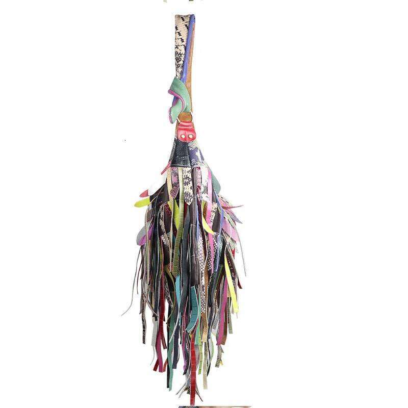 San Maries High Quality Snake Pattern Cowhide Leather Tassels Fashion Tote Women Shoulder Bag Fringe Patchwork Handbags Hobos