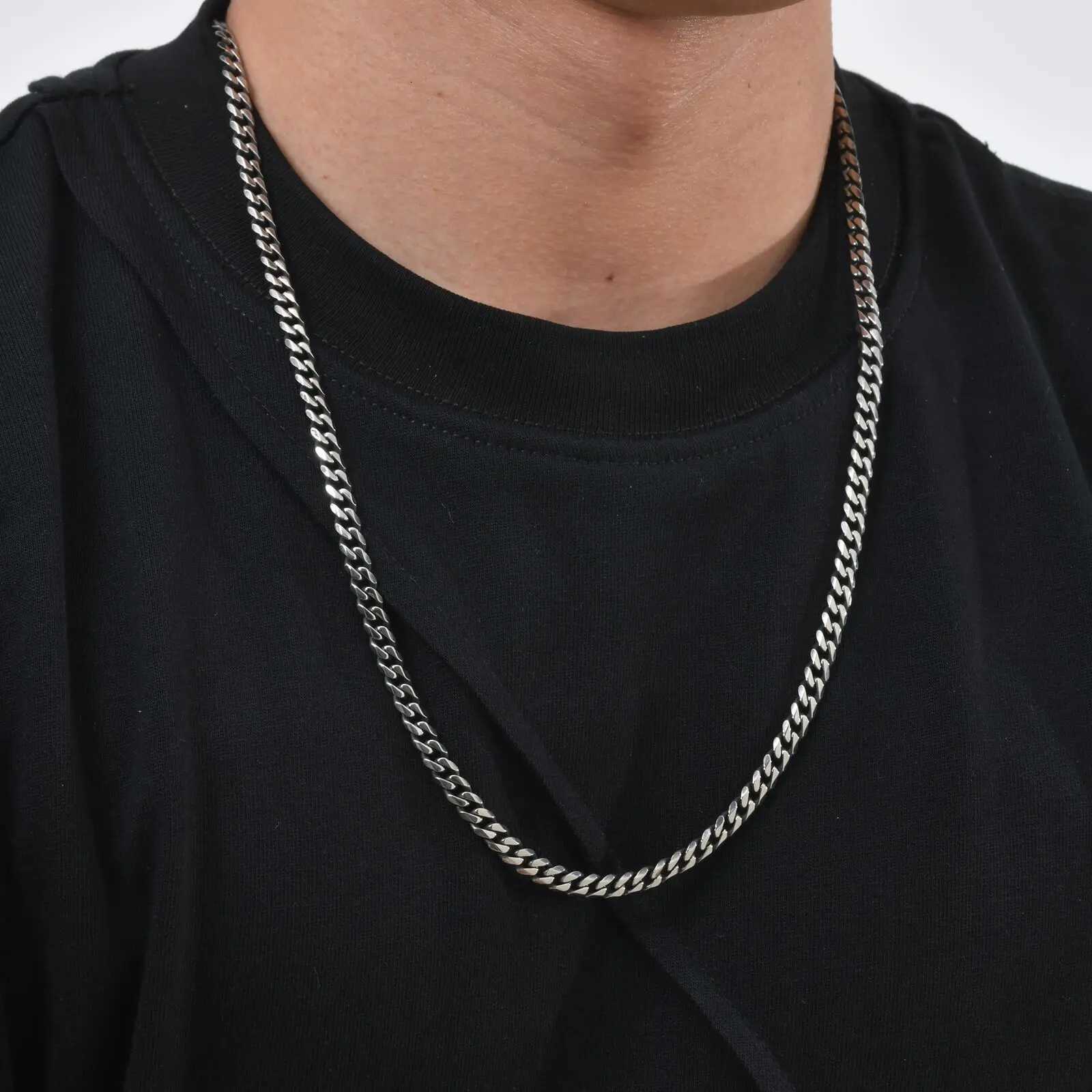 Retro Cuban Chain Necklace for Men BoysVintage Stainss Steel mi Cu CollarsRock Punk Antique Jewelry Gifts W250712