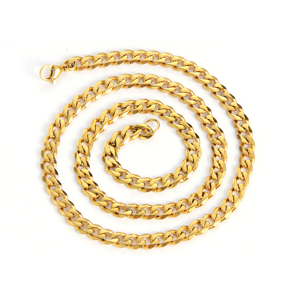 Luxury Jewelry Designer Jewelry AML In-stock Wholesale European And American Trendy Men's Hip-hop Thick Six-sided Polished Necklace Stainless Ste