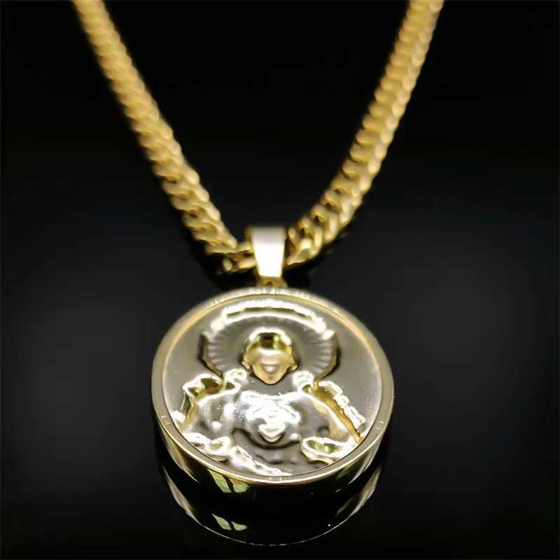 2024 New Stainless Steel Necklace Fashion Circular 3D Relief Pattern Pendant Titanium Steel Match Men and Women W250712