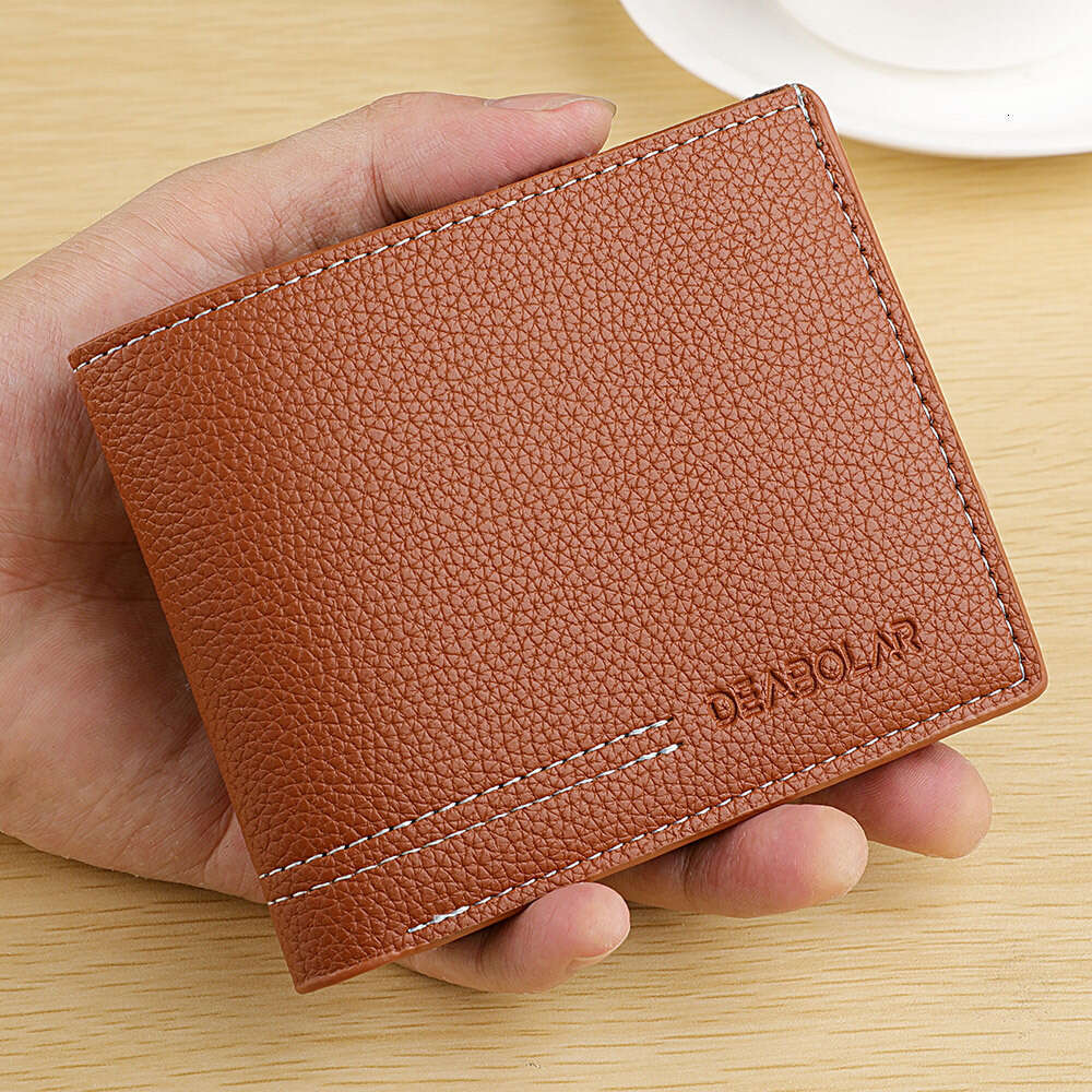 Hot Selling Litchi Pattern Soft Leather Short Business Men's Wallet New Model wallet designer mens wallet