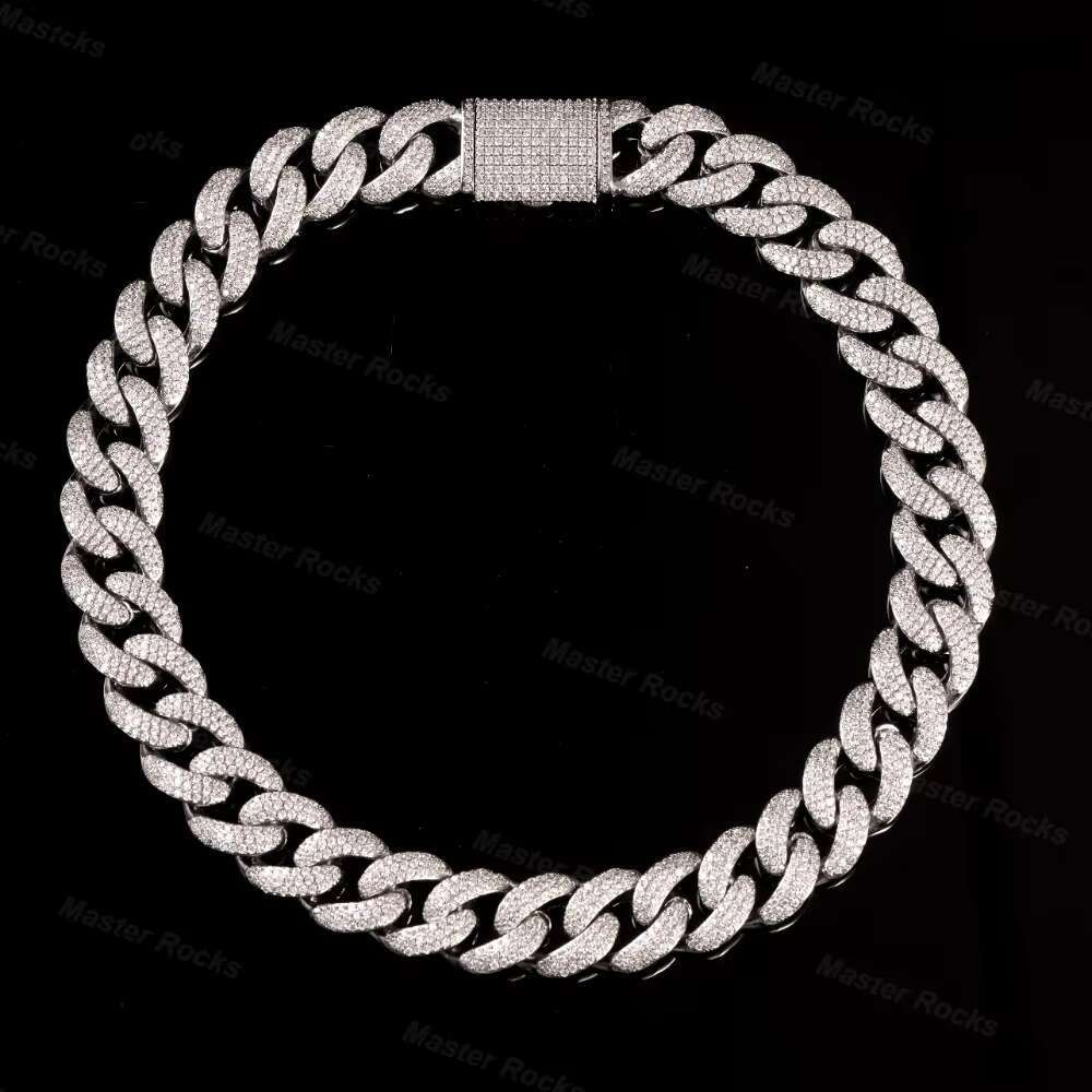 20MM Cuban Link Chain Hip Hop Rappers Men Iced Out Cuban Necklace Custom VVS Miami Moissanite Cuban Chain