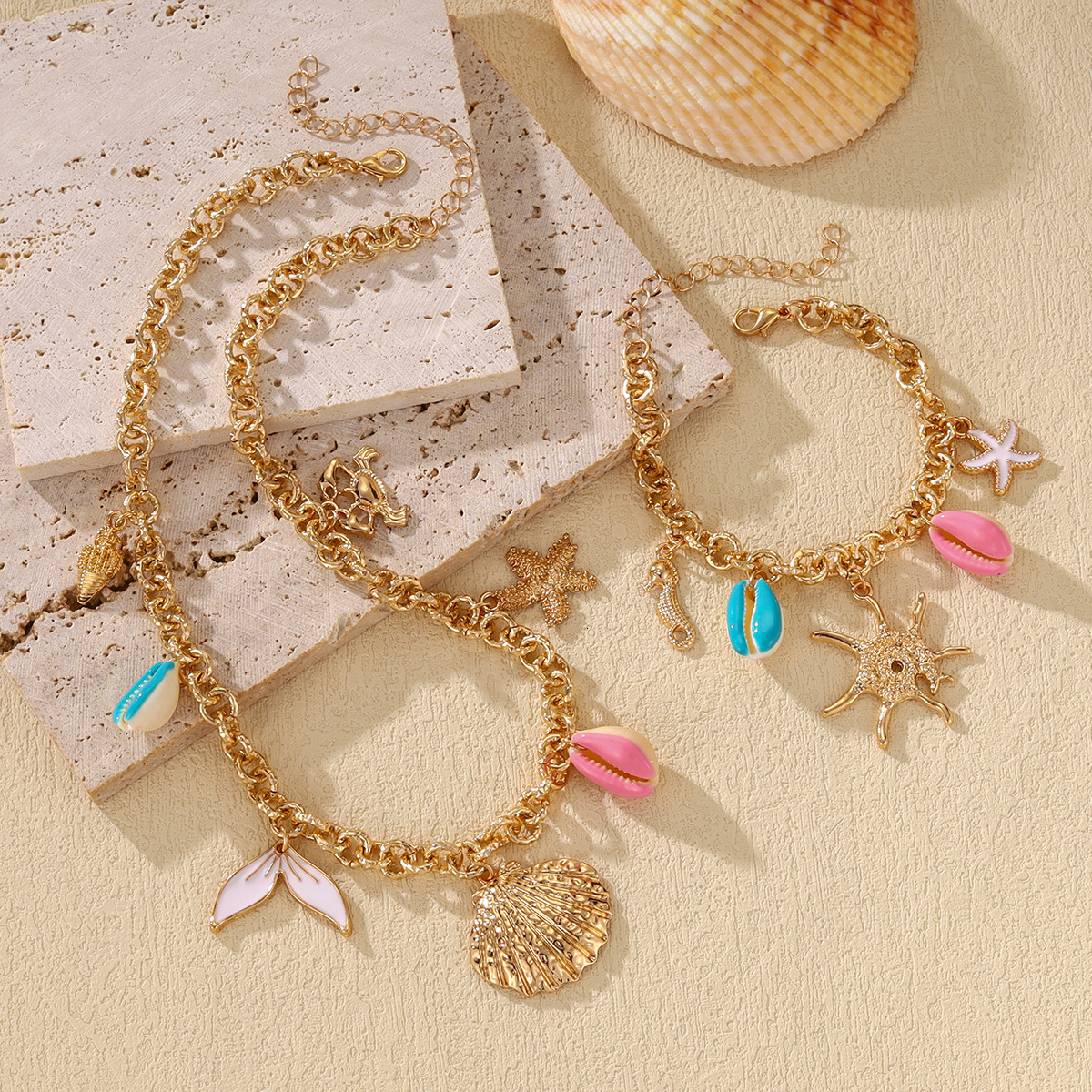 Luxury Jewelry Designer Jewelry European And American Cross-border Vintage Bohemian Pearl Shell Necklace INS Niche Design High-end Clavicle Chain