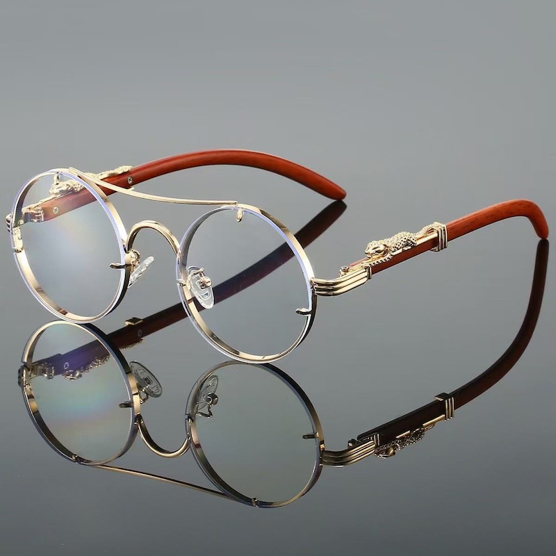 CB Rimless Round Sunglasses Vintage Men Fashion Double Bridge Multicolor Shades Women Retro Trendy Brand Luxury Design Sun Glasses UV400 Leopard
