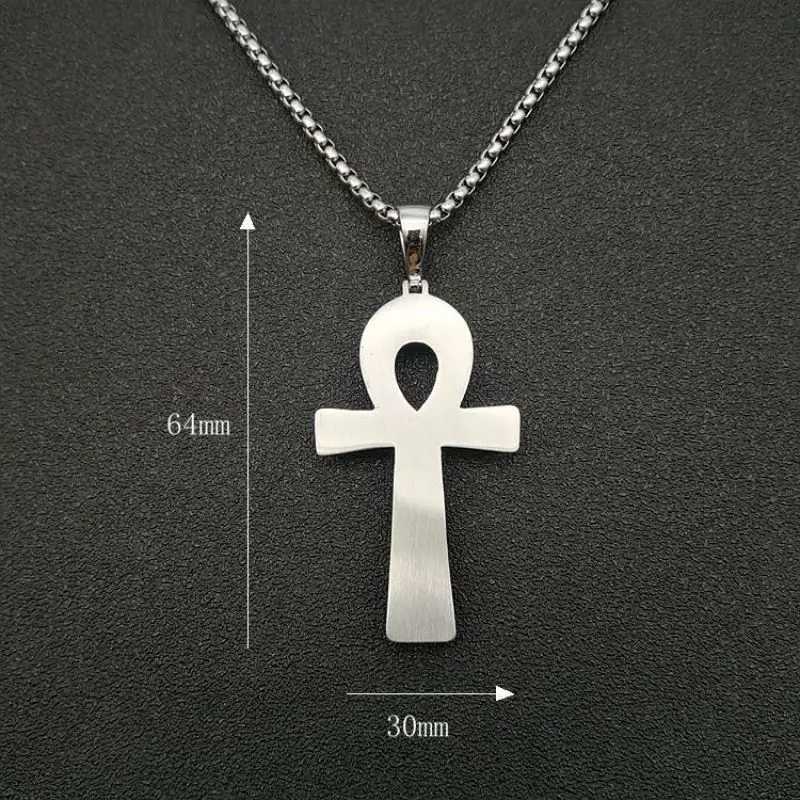 Stainless Steel Titanium Egyptian Ankh Key Hip Hop Pendant Necklace Chain for Women Men Couples Friends Gift Jewelry W250712
