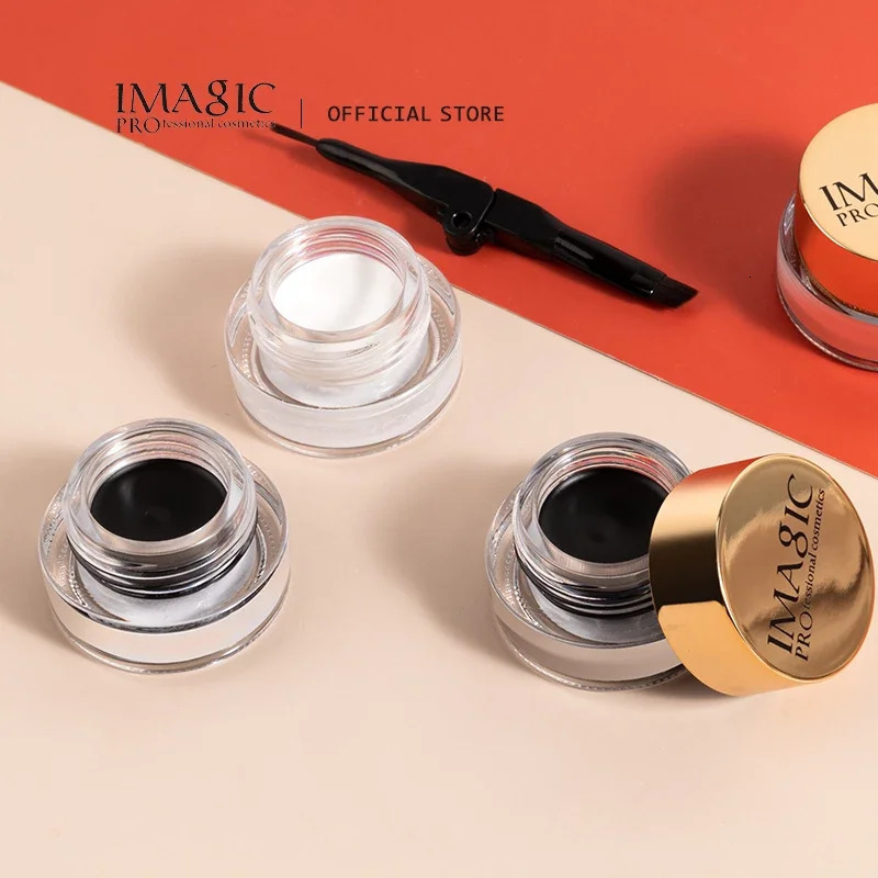 IMAGIC 3-Color Gel Eyeliner Waterproof Quick Dry Long-lasting EyeLiner Cream With Brush Professional Cosmetic Black/White/Blue 250704