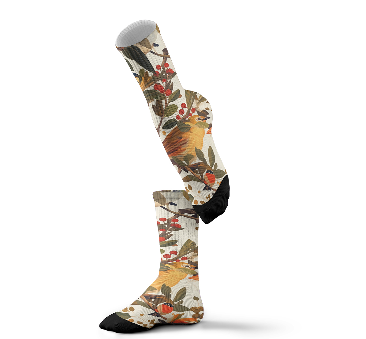 boho bird print crew socks nature inspired fashion crew unisex socks breathable quickdry material