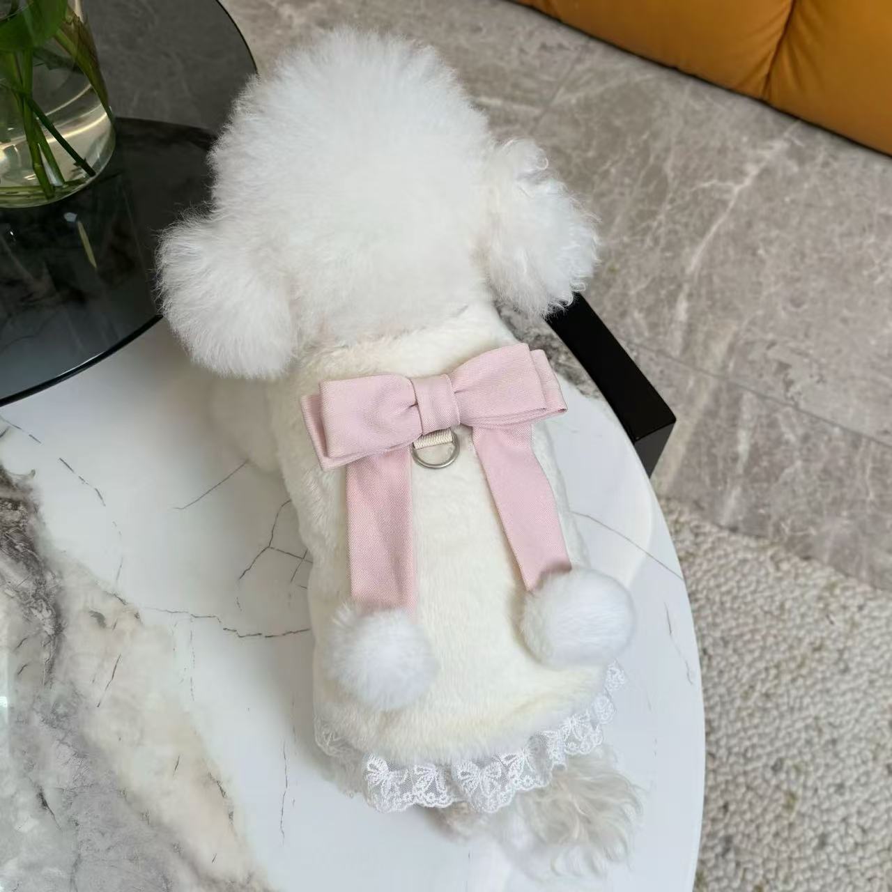 T696 Pet clothes autumn and winter new plush cardigan vest for dogs and cats with traction buckle plush coat