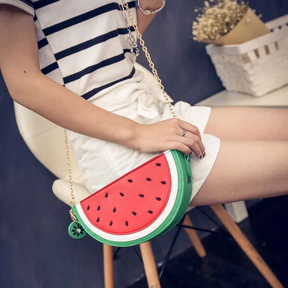 Women Fashion Watermelon Shape Shoulder Bags Casual Zipper Messenger Bag for Ladies Outdoor Shopping Business