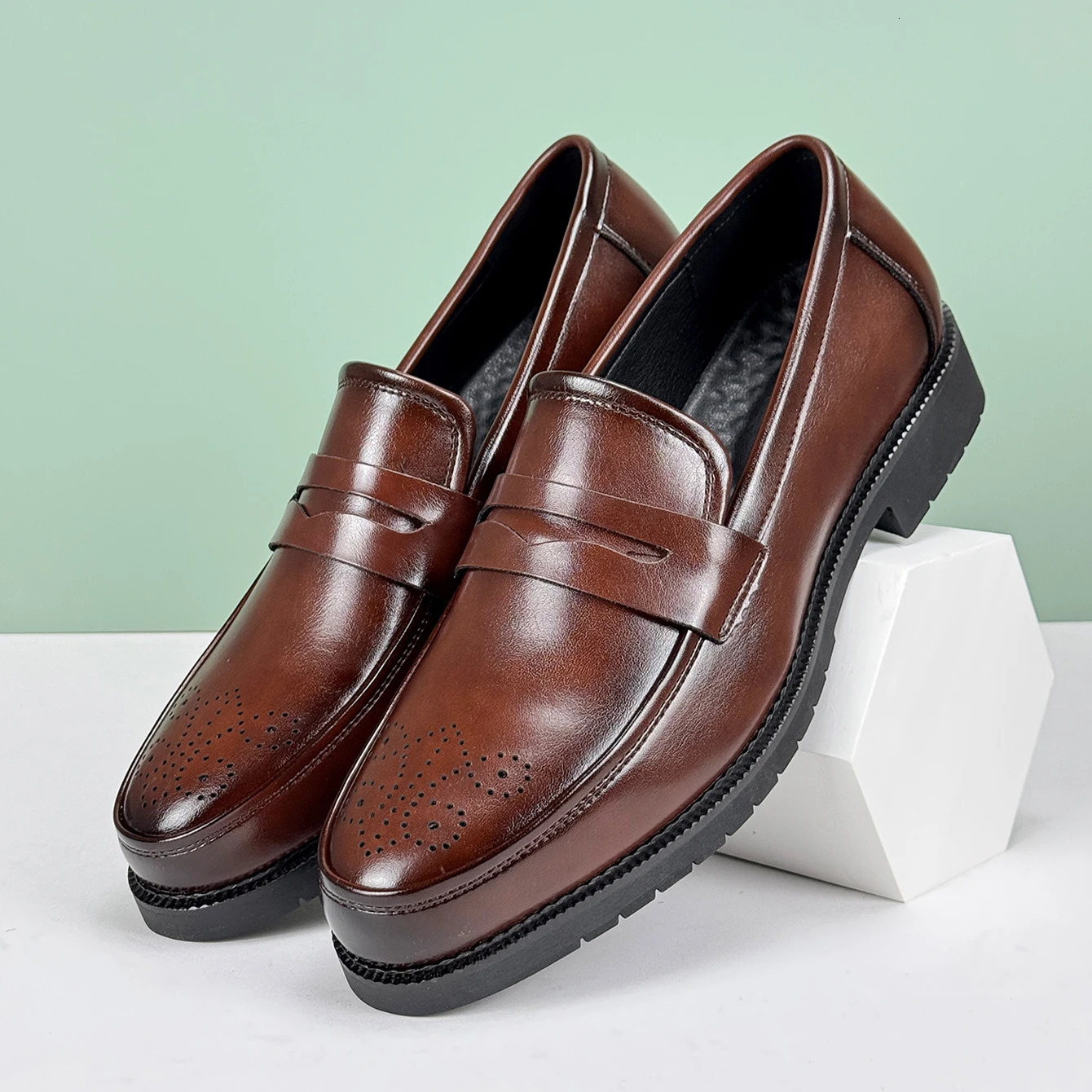 Mens Formal Leather Shoes British Style Oxford Loafers Round Toe Breathable Non-Slip Business Dress Wedding Office Casual Shos 250712