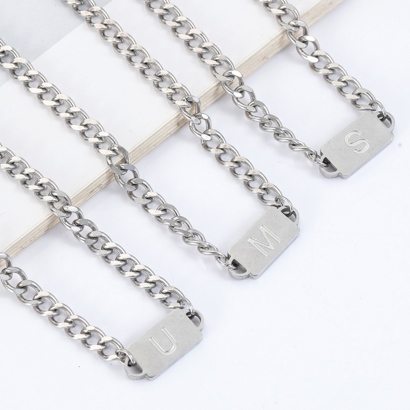 Luxury Jewelry Designer Jewelry Amazon New Hot Selling Titanium Steel Necklace Stainless Steel 26 Letters Chain Men's Personalized Versatile Jewe