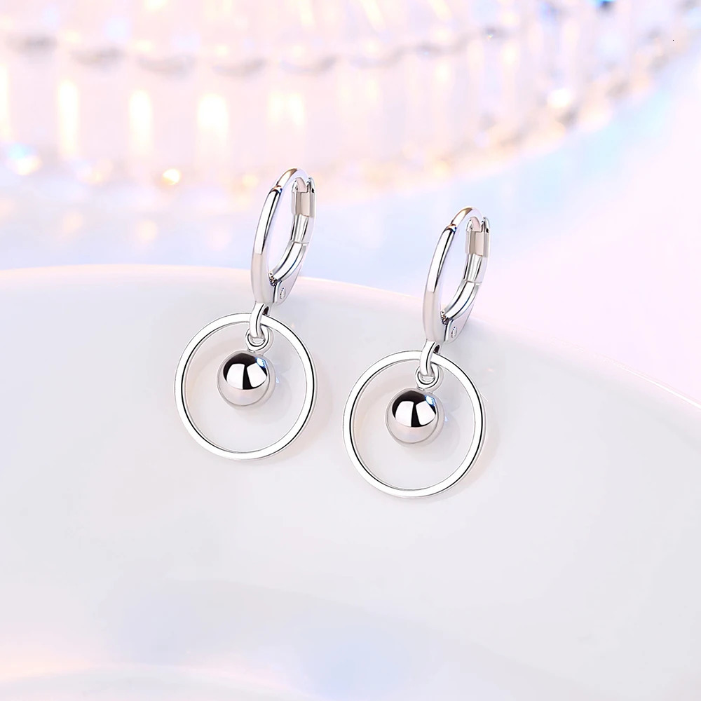 Genuine 925 Sterling Silver Ladys Jewelry Round Drop Earrings XY0085 250711