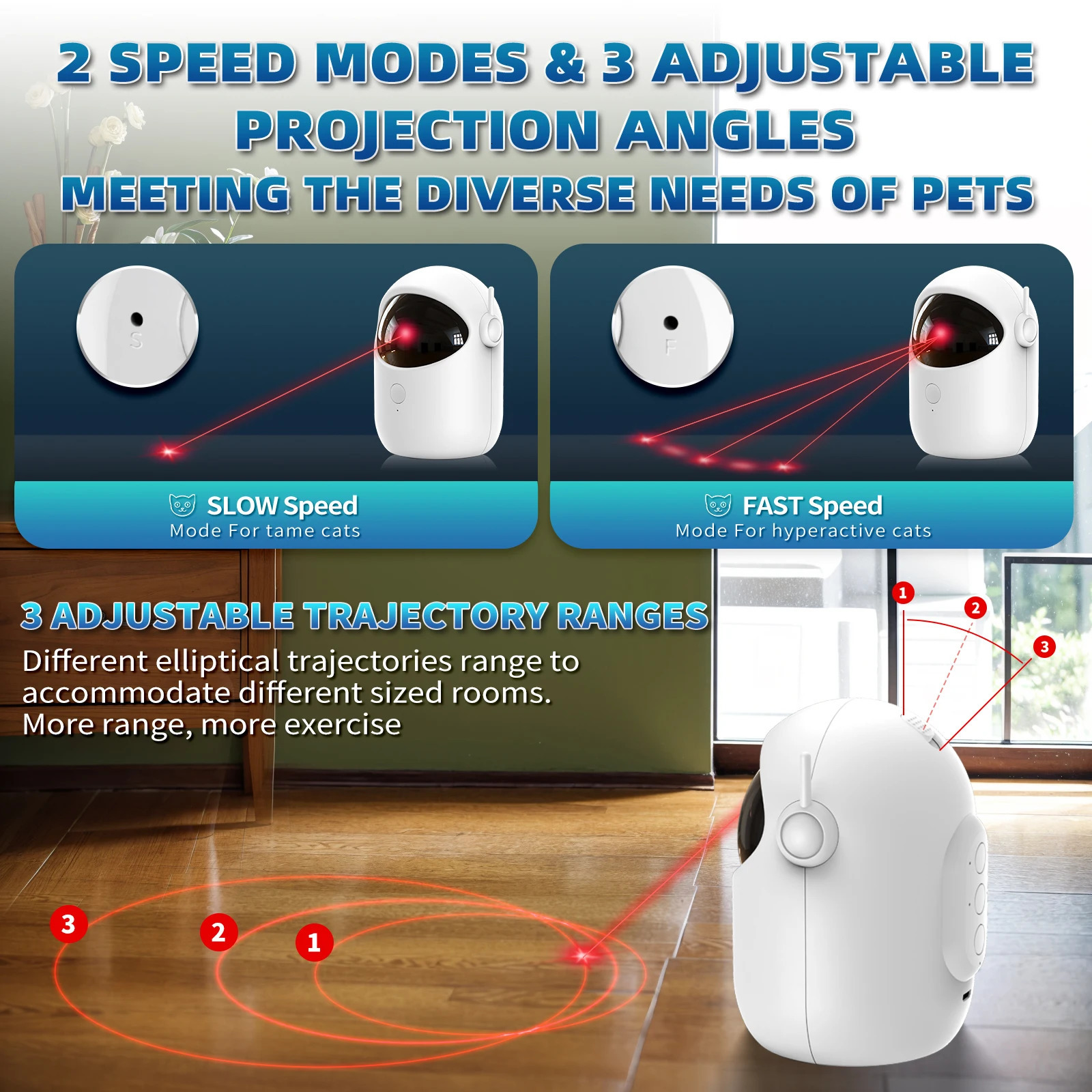Automatic Laser Cat Toy Rechargeable Auto-rotation Laser Light Interactive Cat Toys Pet Tease Device Dog Toy Fast and Slow Mode 250708