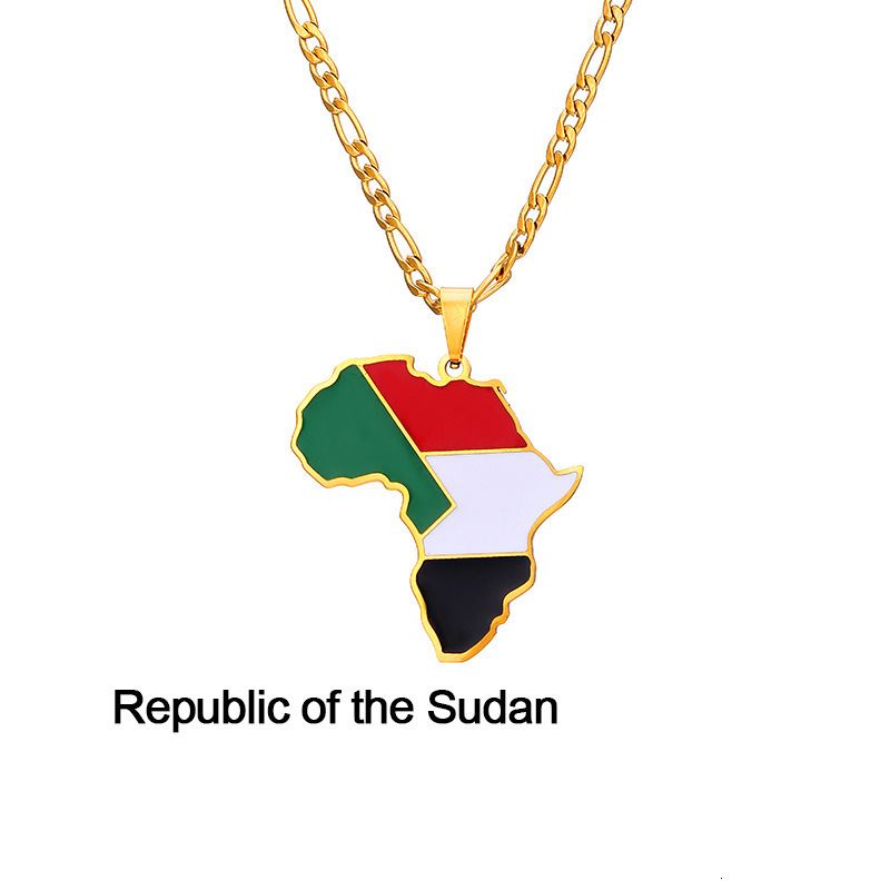 Luxury Jewelry Designer Jewelry Cross-border Amazon Hip-hop Jewelry Africa Map Nigeria Somalia Angola Stainless Steel Necklace