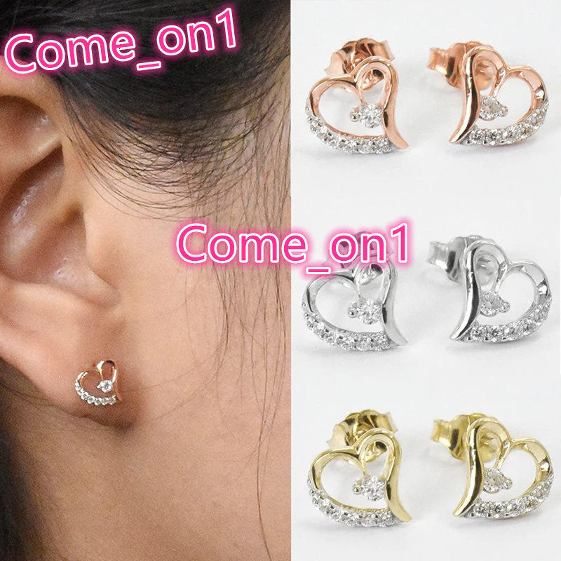 Sweet Style Heart Hollow Design Cubic Zirconia Silver/Gold/Rose Gold Earrings Engagement Trend Party Stud Earrings Women