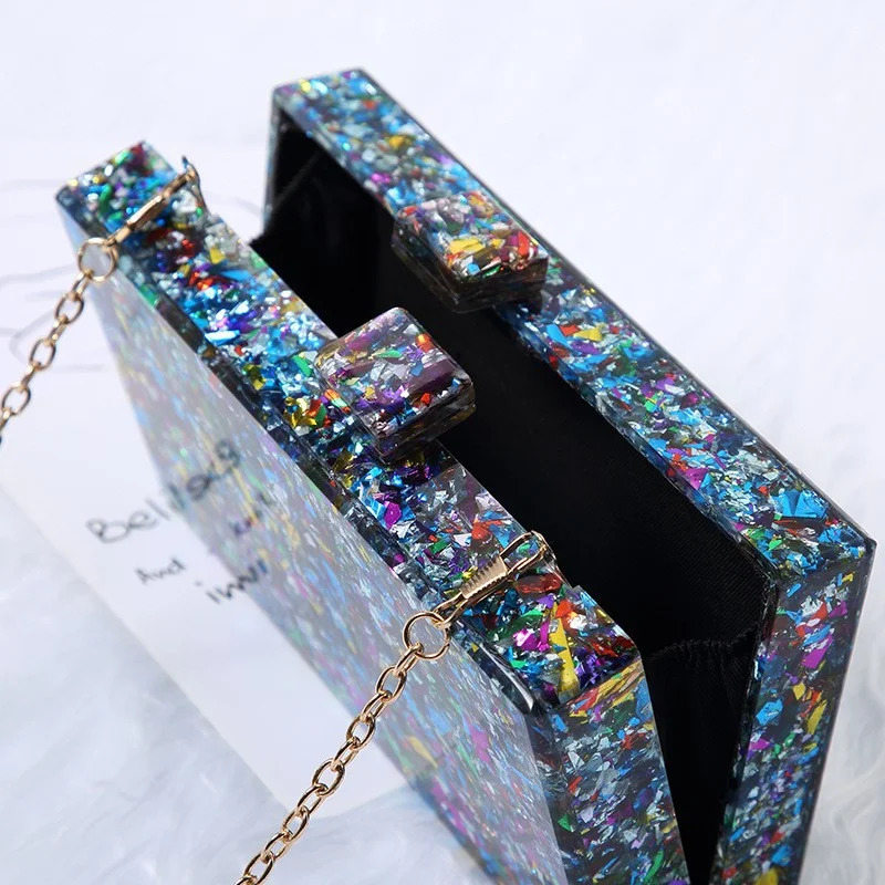 Women Acrylic Box Clutch Evening Bags Wedding Dinner Dress Purses Chic Party Shoulder Crossbody Bags Ladies Chain Handbag 250708