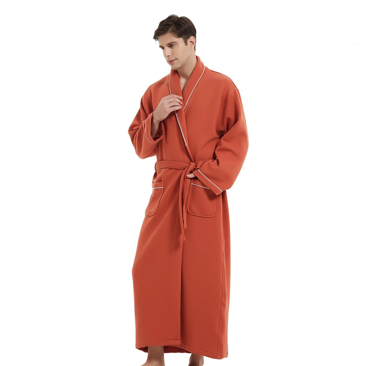 Men Bathrobe Winter Thick Warm Grid Cotton Bathrobe Mens Sleepwear Bath Robe Fashion Robes Male Thermal Dressing Gown 250710