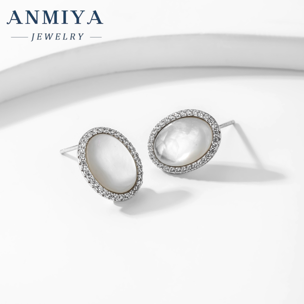 Fine Jewelry Earrings Vintage Classic 925 Silver Ellipsoid Fresh Water Pearls Stud Earrings