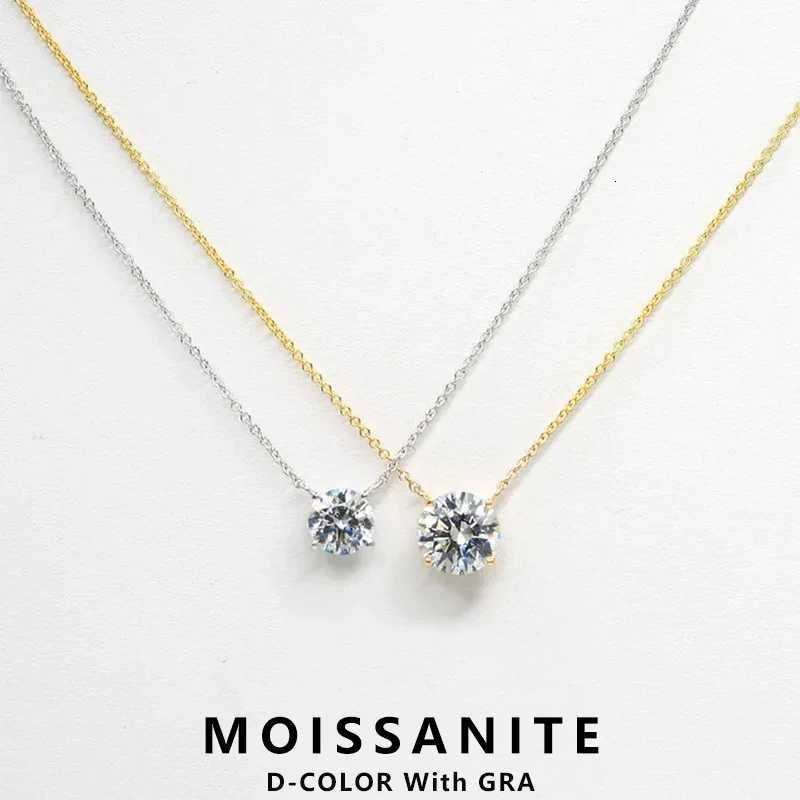 1CT 2CT 3CT Moissanite Pendant Necklace For Women 925 Silver Chains Solitaire Drop Necklaces Bridal Fine Jewelry W250712