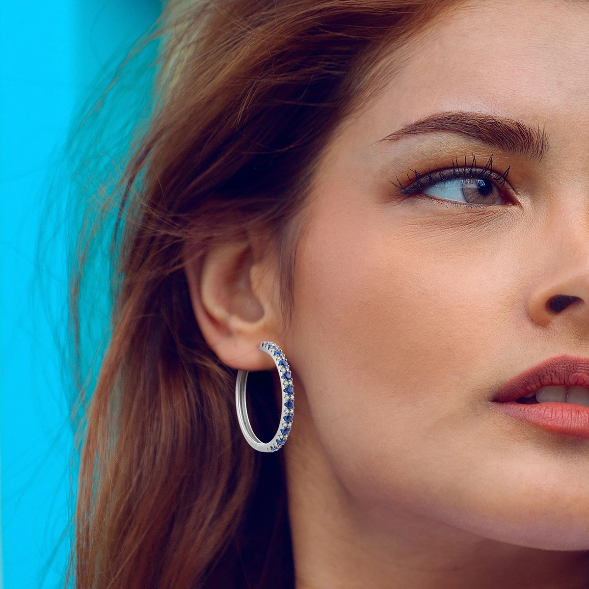 CYCUFF 925 Sterling Silver Aquamarine Big Round Hoop Earring Zircon Trend 2025 Woman Girls Wedding Party Fashion Womens Earring 250708