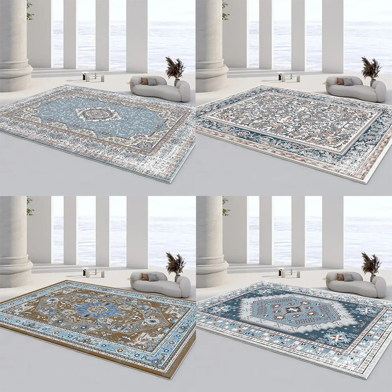 Classic National Luxury Carpets Living Persian Red Blue Home Decor Rugs Bedroom Skin-Friendly Comfortable Tea Table Mat Washable