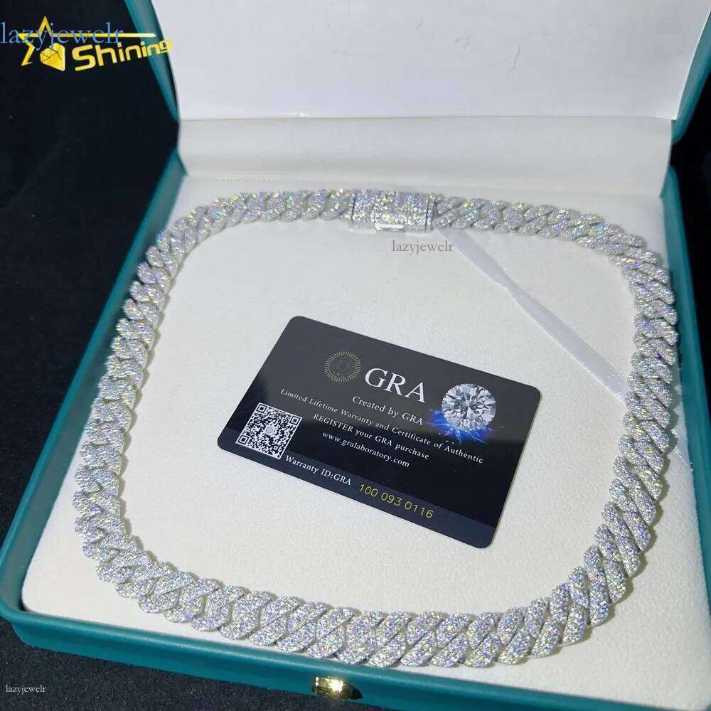 Pass Tester VVS Moissanite Lab Dia Sier Necklace and Hip Hop Iced Out Jewelry Cuban Link Chain