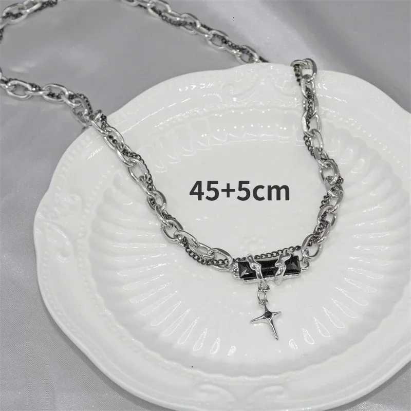 2024 Retro Black Zircon Star Necklace For Women Men Trend Titanium Steel Punk Necklace Unisex Jewelry New Coup Accessories W250712