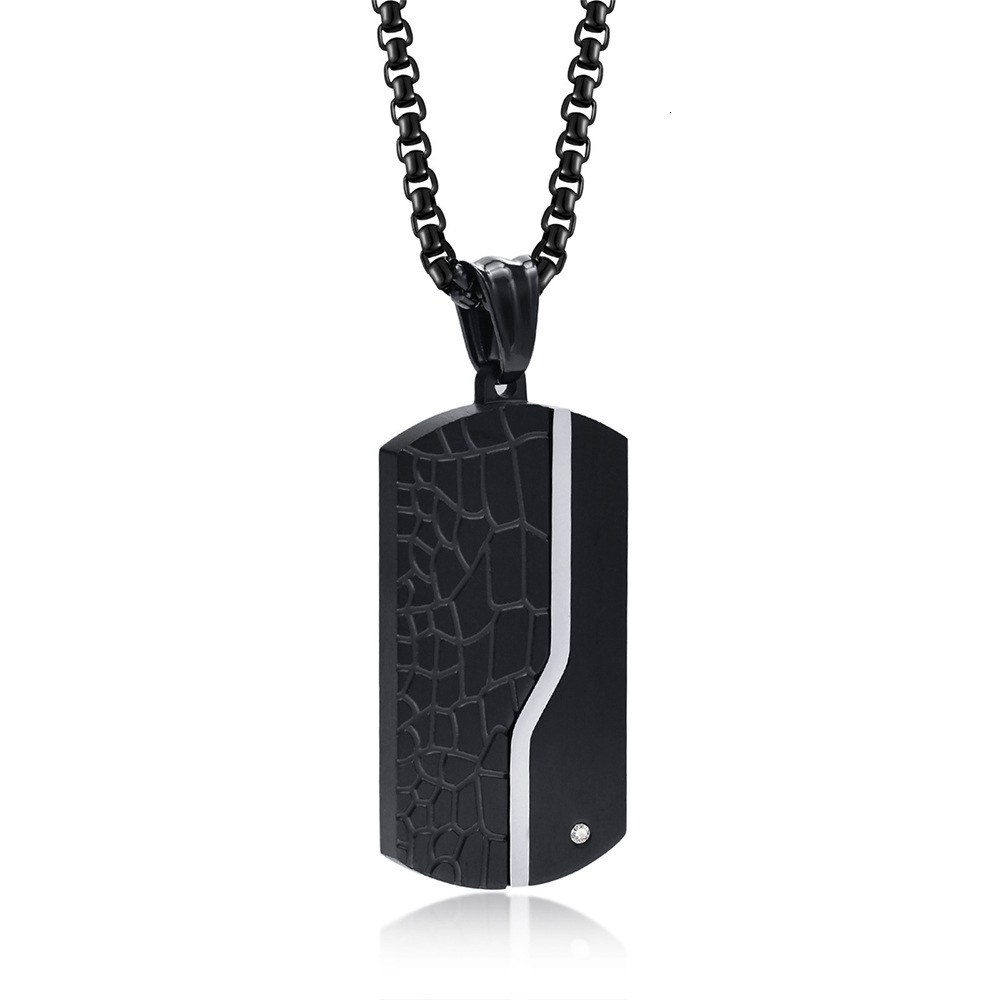 Luxury Jewelry Designer Jewelry Cross-border New Men's Fashion Stainless Steel Interlight Sand Black Pendant Retro Cracked Titanium Steel Non-fad