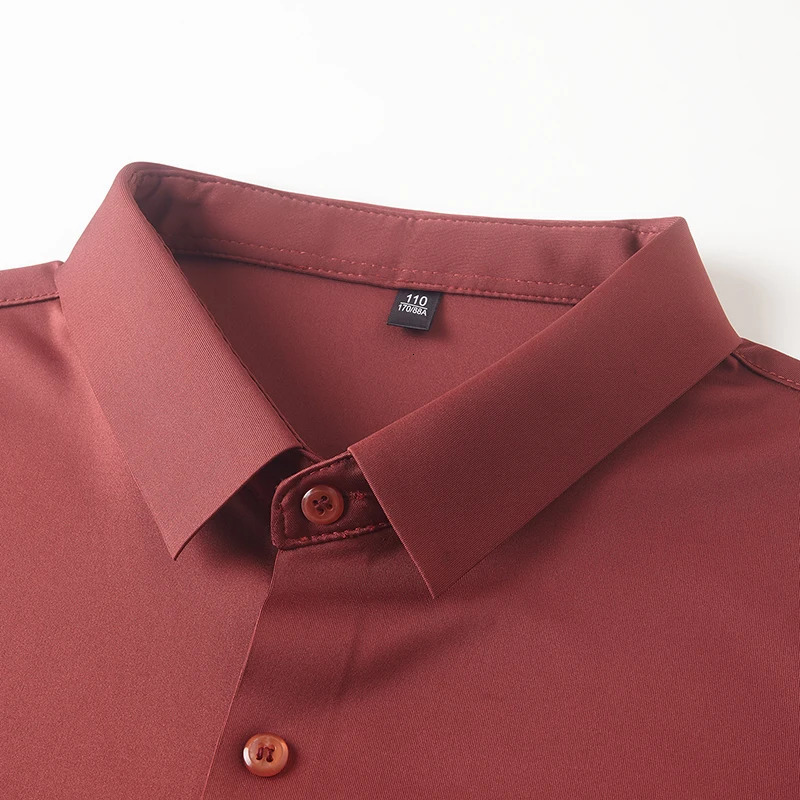 Mens Ultra Stretch Slim-Fit Short Sleeve Shirt Breathable Stretchable Abrasion-Resistant Solid Color Short Sleeve Shirt 250711