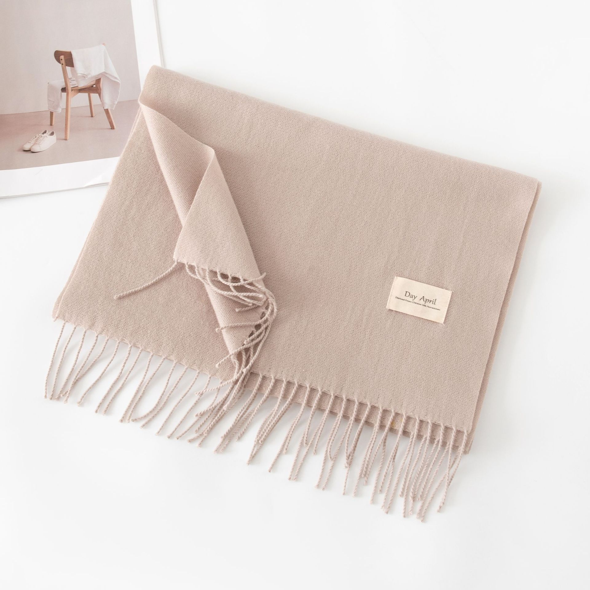 K1340 Cashmere feel solid color scarf for women imitation cashmere 2025 autumn and winter atmosphere Korean style all-match medium and long shawl neck