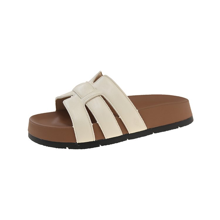 Women's 2025 Summer Soft - soled Thick - soled and Stylish Beach Sandals for Outdoor Wear French - style Round - toed Braided Slide Sandals for W