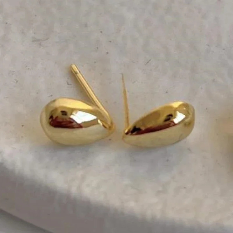 Canner 925 Sterling Silver Smooth Water Drop Simple Stud Earrings For Women 18K Gold Ins Minimalism Earrings Fine Jewelry Gift 250708