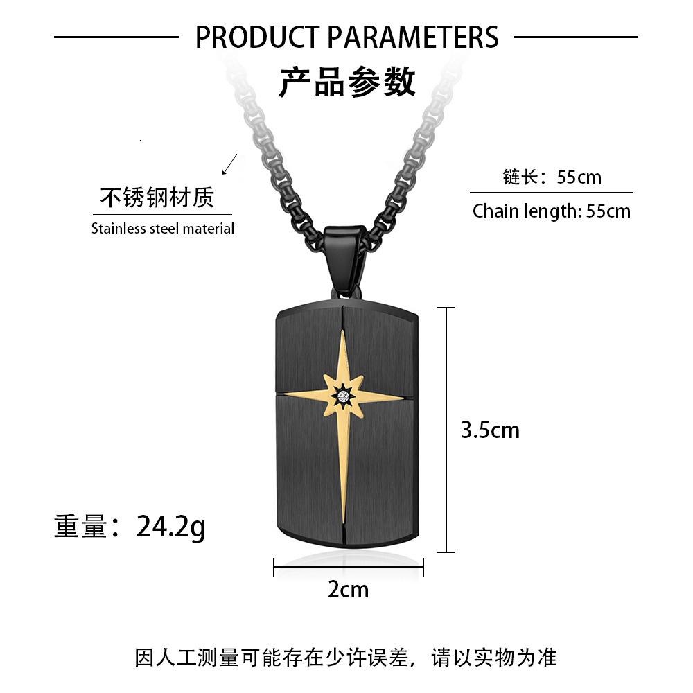 Luxury Jewelry Designer Jewelry Cross-border New Men's Fashion Stainless Steel Interlight Sand Black Pendant Retro Cracked Titanium Steel Non-fad