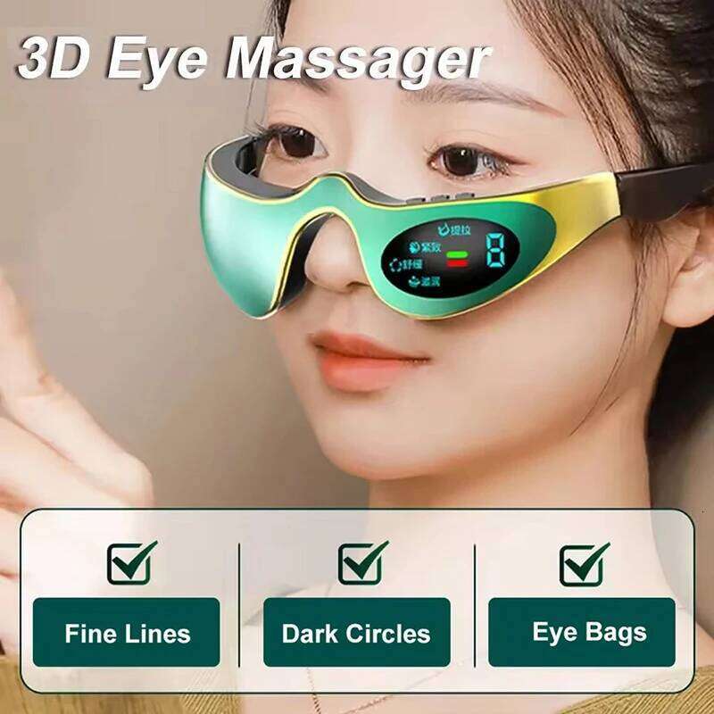 3D Microcurrent Pulse Relax Massager Fatigue Relief Lighten Dark Circles Smooth Eyes Fine Line Beauty Eye Care