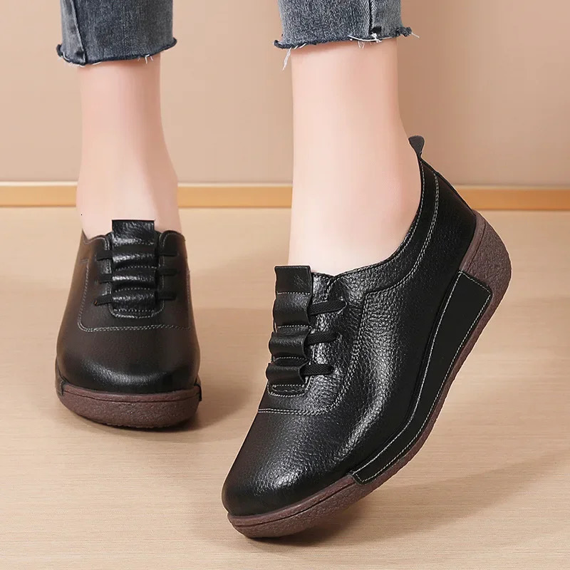 2025 Women Casual Shoes Genuine Leathe Platform Loafers for Women Wedge Sneakers Zapatos Mujer Fashion Slip on Ladies Moccasins 250707