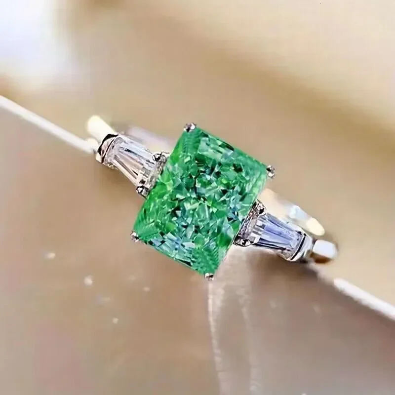 2025 Gorgeous Square Pink Cubic Zirconia Ring for Women Temperament Sweet Girls Engagement Rings Exquisite Gift Trendy Jewelry 250704