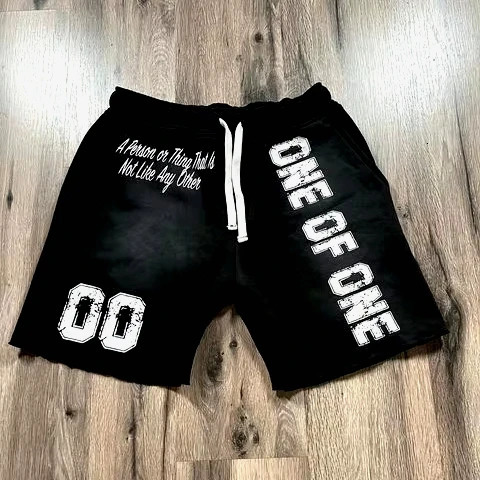 Vintage Word Graphic Drawstring Casual Pocket Shorts for Men Clothing High Quality Cotton shorts men 250709