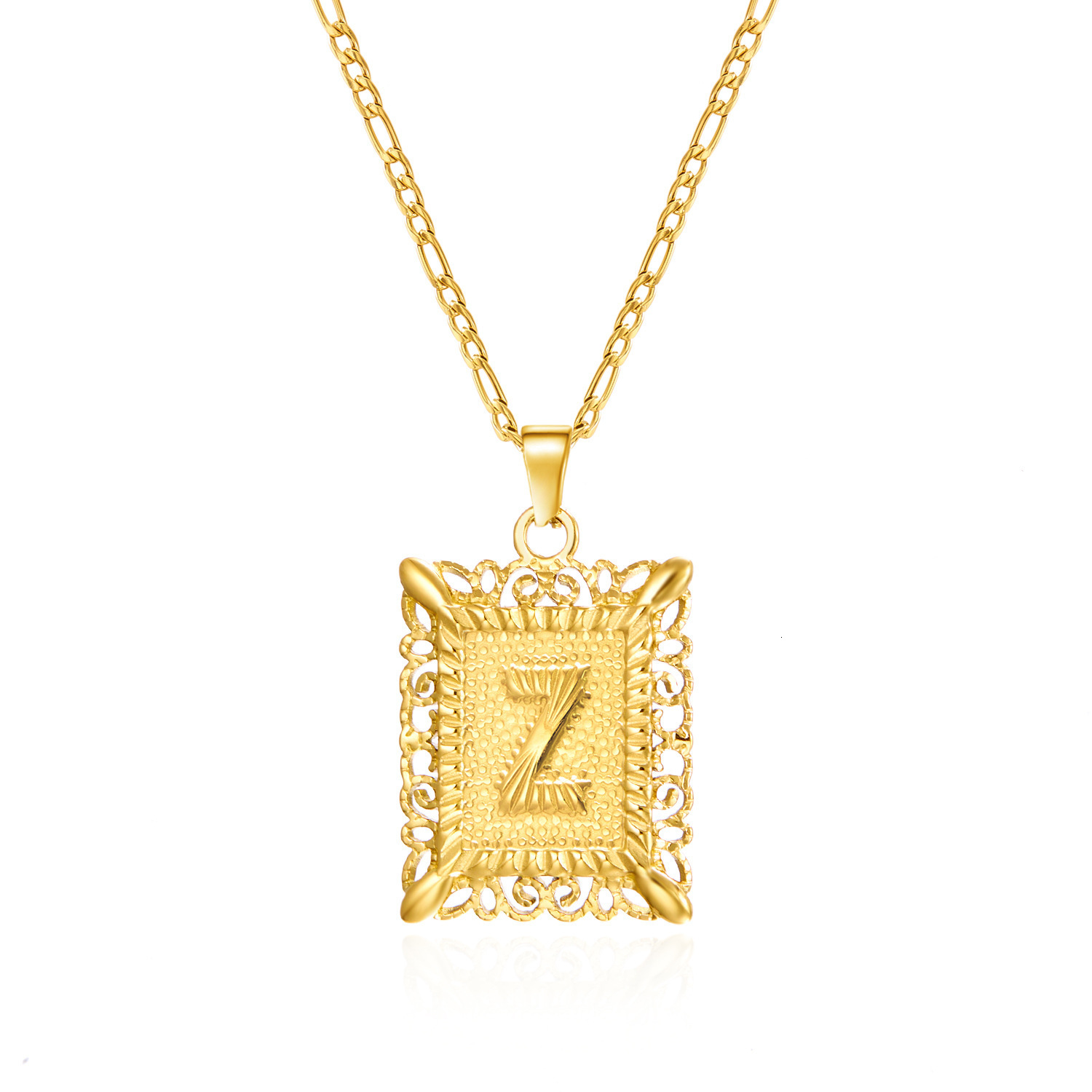 Luxury Jewelry Designer Jewelry Cross-border Fashion New Letter Necklace Creative Versatile Gold 26 Letter Square Stainless Steel NK Chain Necklace Wh